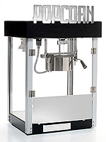 Inspired by the art deco architecture of the late 1920s and 1930s, these popcorn machines are ideal for home theaters. Its unique design enables it to be placed against a wall for a minimal space requirements. Standard 4oz popcorn kettle.